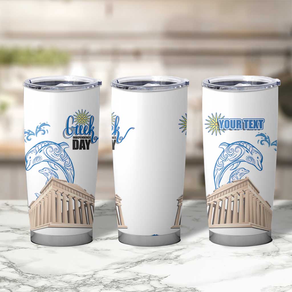Personalized Greece Greek Independence Day Tumbler Cup Dolphin and Parthenon