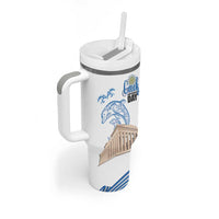 Personalized Greece Greek Independence Day Tumbler With Handle Dolphin and Parthenon
