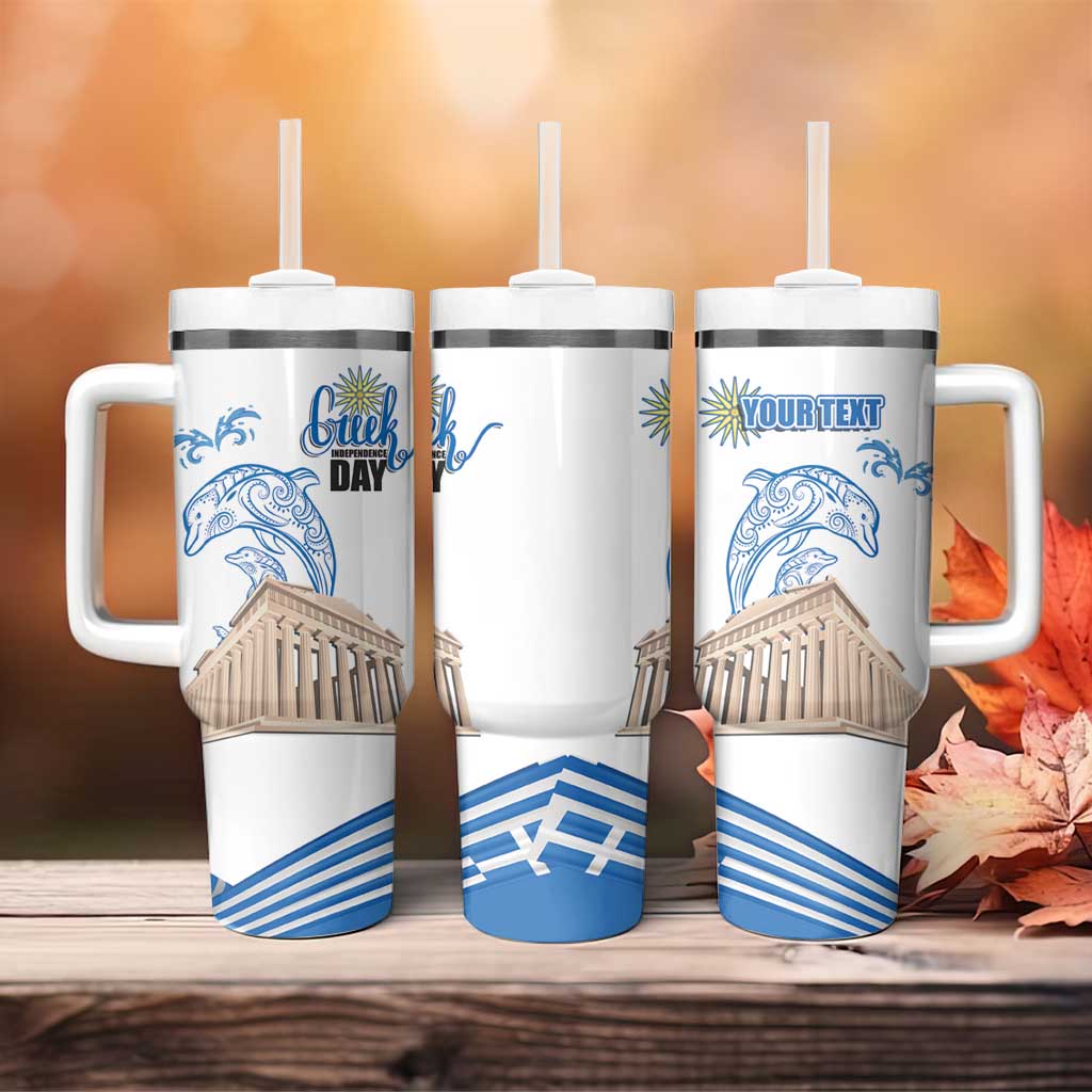 Personalized Greece Greek Independence Day Tumbler With Handle Dolphin and Parthenon