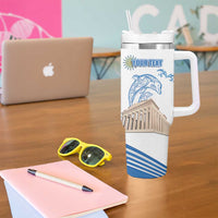 Personalized Greece Greek Independence Day Tumbler With Handle Dolphin and Parthenon