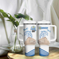 Personalized Greece Greek Independence Day Tumbler With Handle Dolphin and Parthenon
