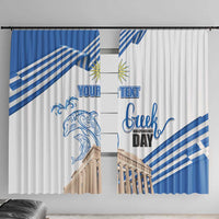 Personalized Greece Greek Independence Day Window Curtain Dolphin and Parthenon