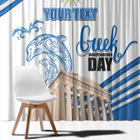 Personalized Greece Greek Independence Day Window Curtain Dolphin and Parthenon
