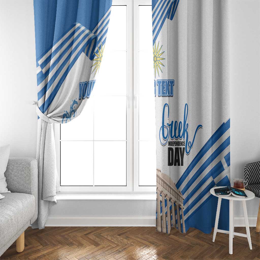 Personalized Greece Greek Independence Day Window Curtain Dolphin and Parthenon