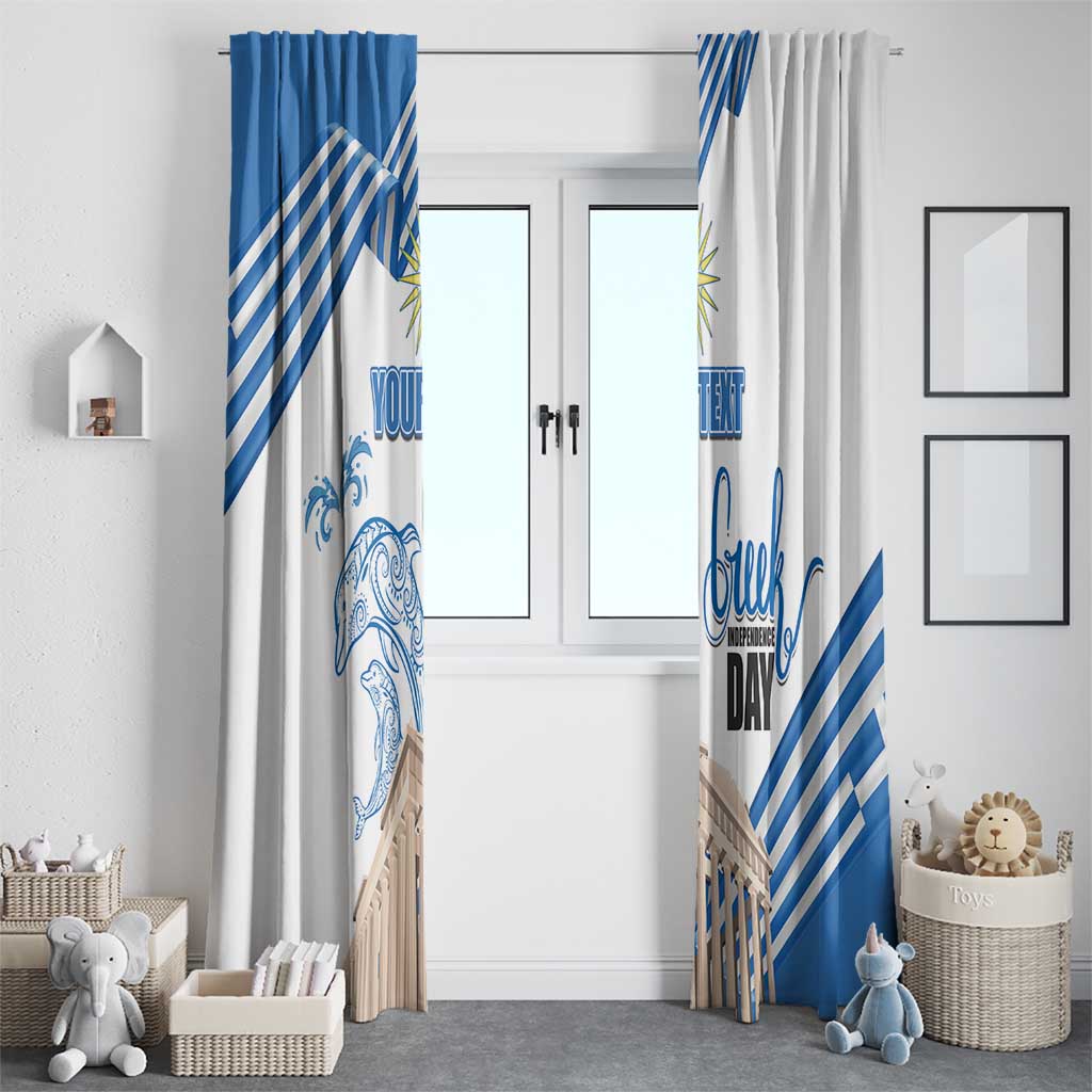 Personalized Greece Greek Independence Day Window Curtain Dolphin and Parthenon