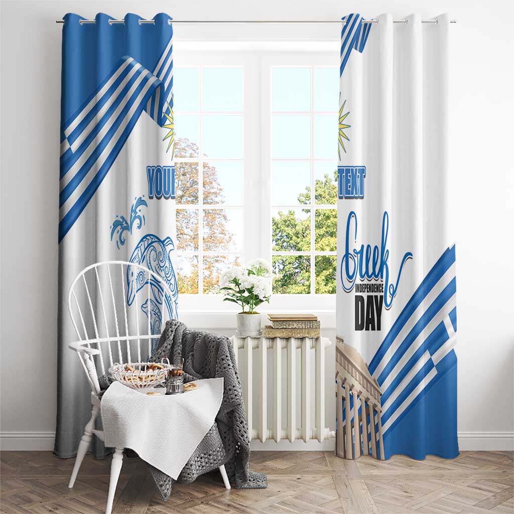 Personalized Greece Greek Independence Day Window Curtain Dolphin and Parthenon
