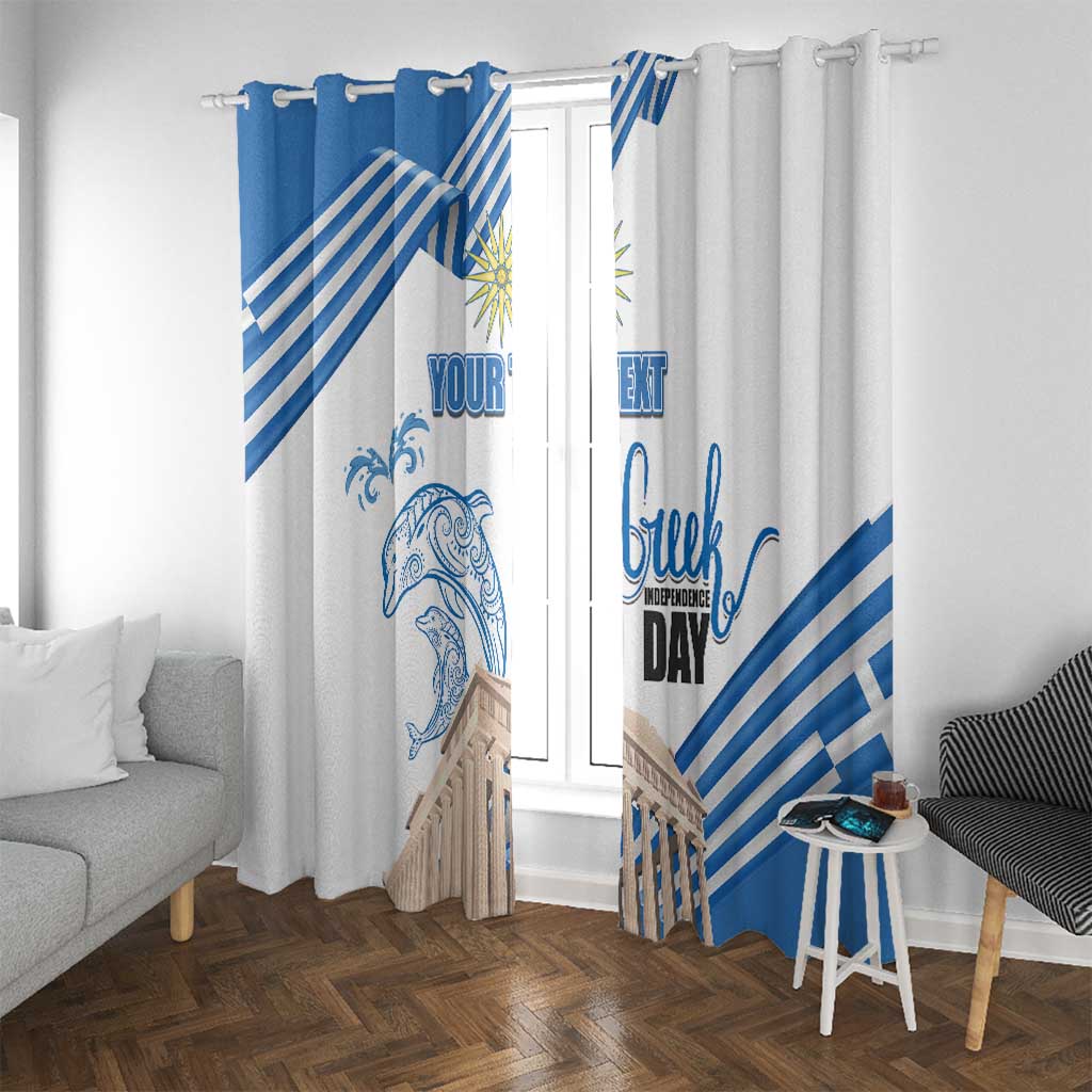 Personalized Greece Greek Independence Day Window Curtain Dolphin and Parthenon