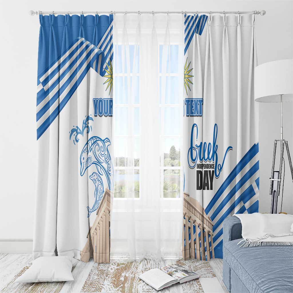 Personalized Greece Greek Independence Day Window Curtain Dolphin and Parthenon