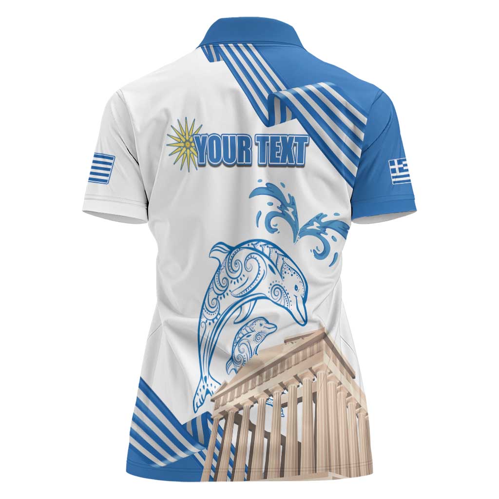 Personalized Greece Greek Independence Day Women Polo Shirt Dolphin and Parthenon