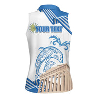 Personalized Greece Greek Independence Day Women Sleeveless Polo Shirt Dolphin and Parthenon