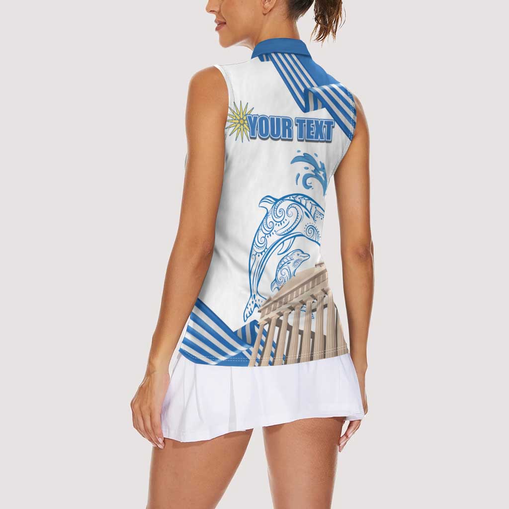Personalized Greece Greek Independence Day Women Sleeveless Polo Shirt Dolphin and Parthenon