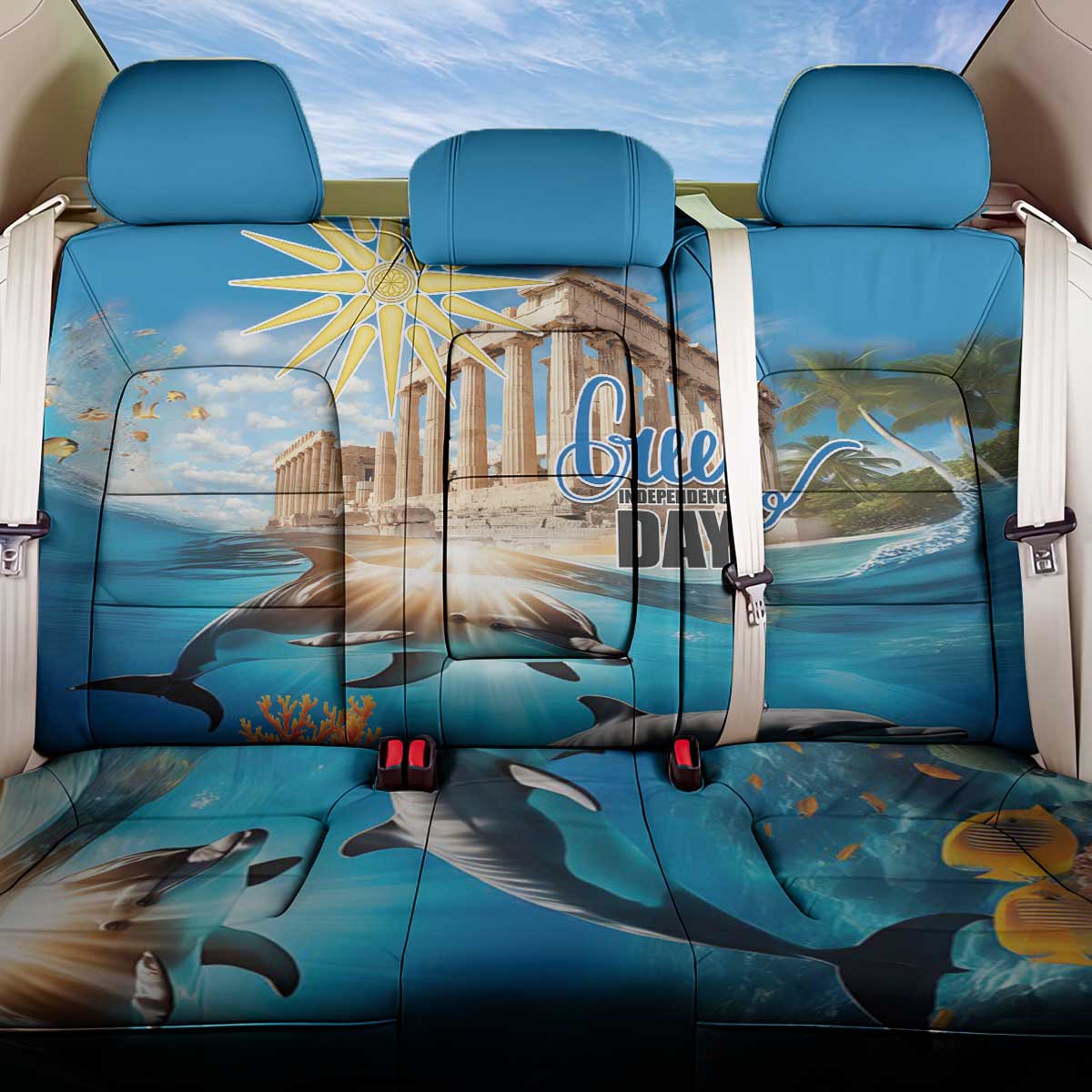 Greece Independence Day 25th March Back Car Seat Cover Scenery in Greece