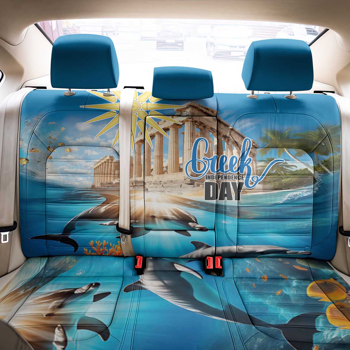 Greece Independence Day 25th March Back Car Seat Cover Scenery in Greece