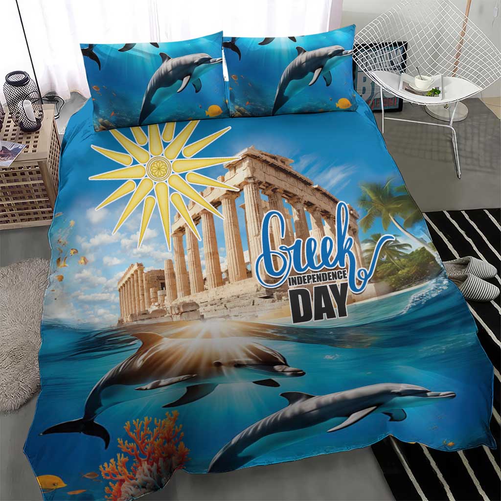 Greece Independence Day 25th March Bedding Set Scenery in Greece