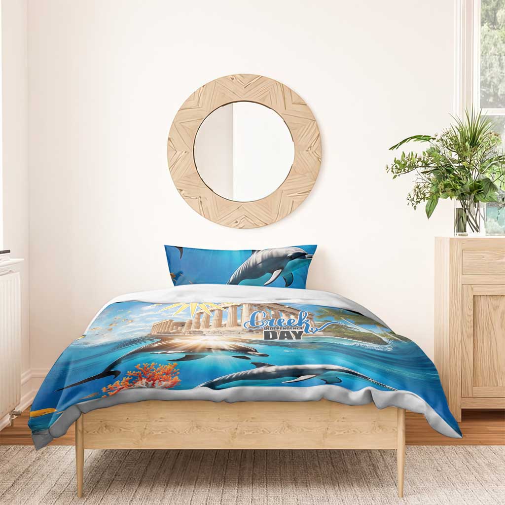 Greece Independence Day 25th March Bedding Set Scenery in Greece