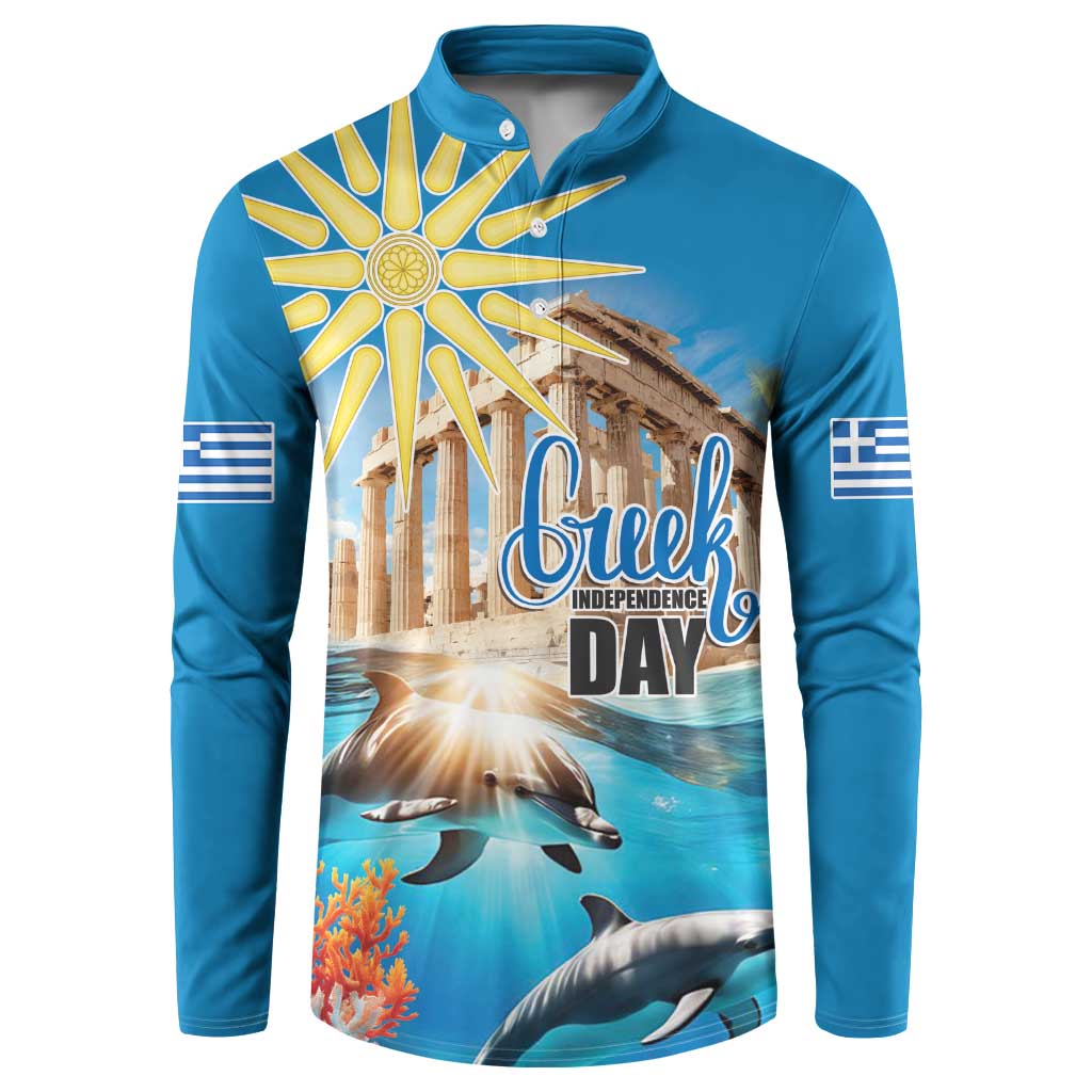 Greece Independence Day 25th March Button Sweatshirt Scenery in Greece