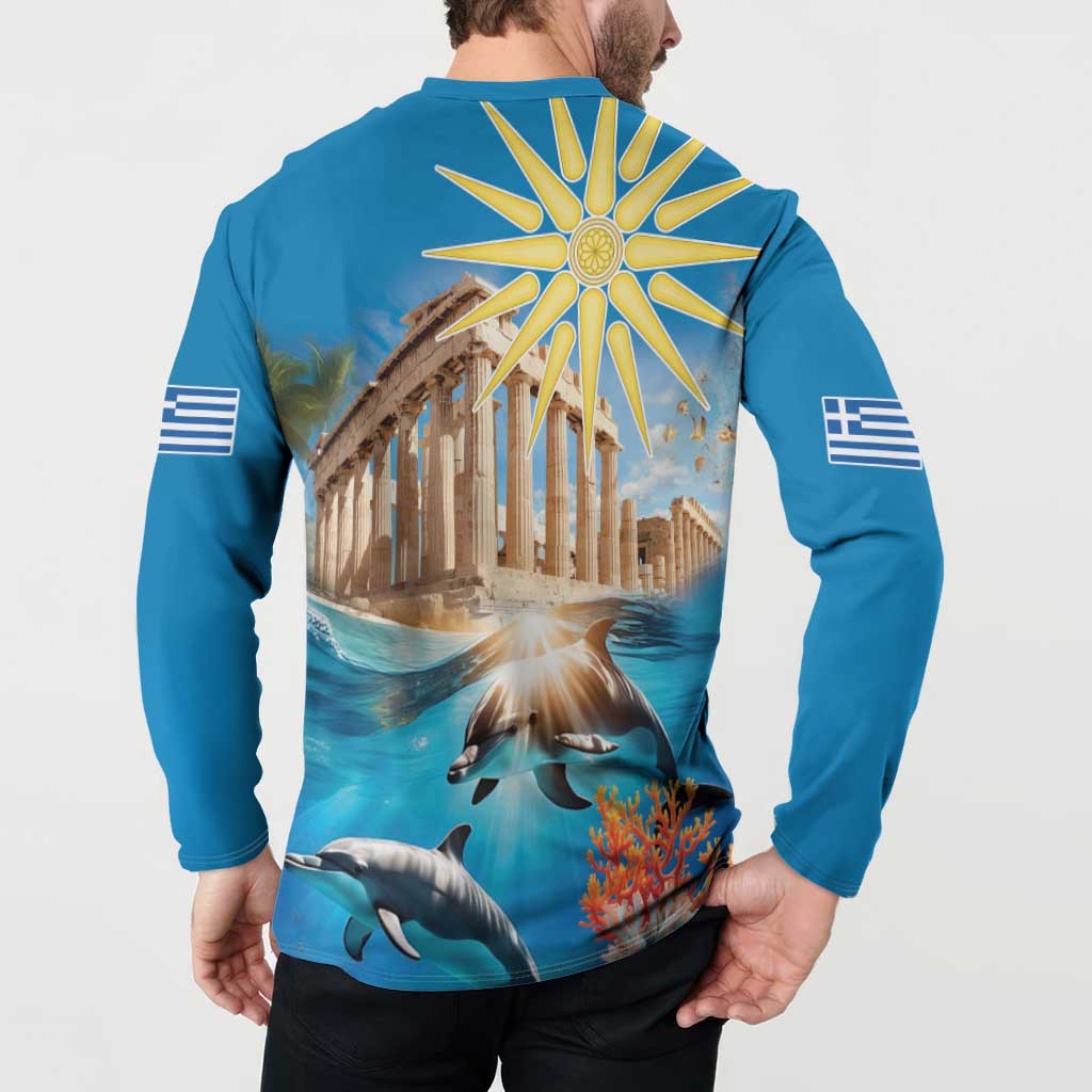 Greece Independence Day 25th March Button Sweatshirt Scenery in Greece