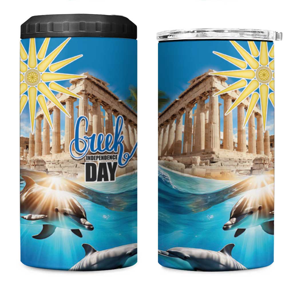 Greece Independence Day 25th March 4 in 1 Can Cooler Tumbler Scenery in Greece