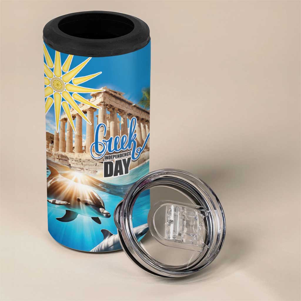 Greece Independence Day 25th March 4 in 1 Can Cooler Tumbler Scenery in Greece
