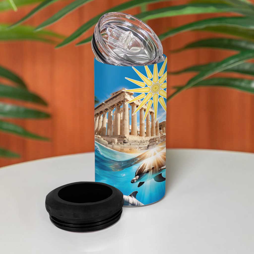 Greece Independence Day 25th March 4 in 1 Can Cooler Tumbler Scenery in Greece