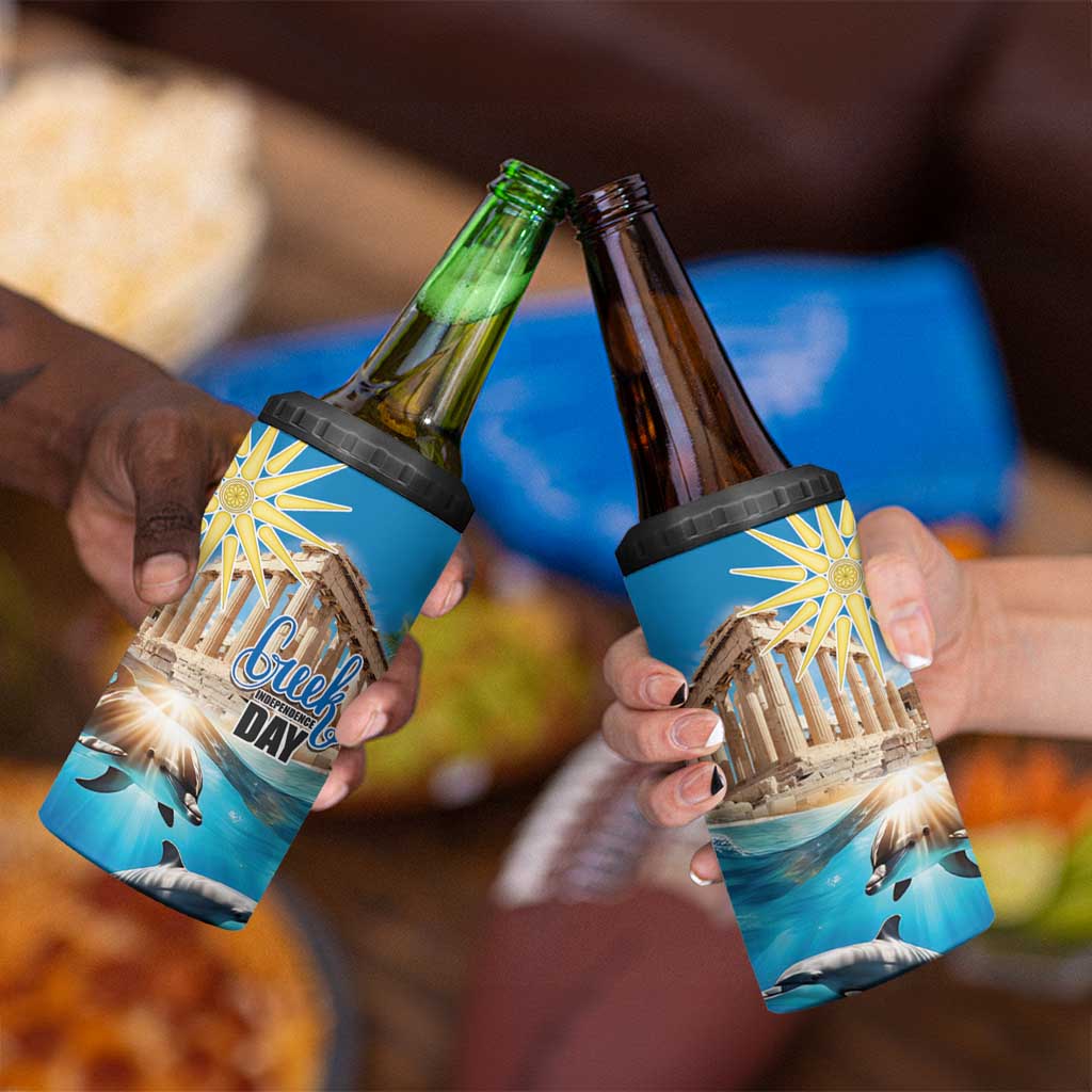 Greece Independence Day 25th March 4 in 1 Can Cooler Tumbler Scenery in Greece