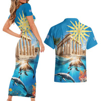 Greece Independence Day 25th March Couples Matching Short Sleeve Bodycon Dress and Hawaiian Shirt Scenery in Greece