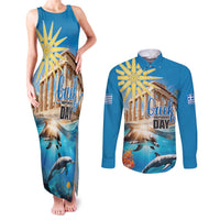 Greece Independence Day 25th March Couples Matching Tank Maxi Dress and Long Sleeve Button Shirt Scenery in Greece