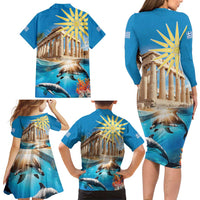Greece Independence Day 25th March Family Matching Long Sleeve Bodycon Dress and Hawaiian Shirt Scenery in Greece