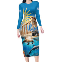 Greece Independence Day 25th March Family Matching Long Sleeve Bodycon Dress and Hawaiian Shirt Scenery in Greece