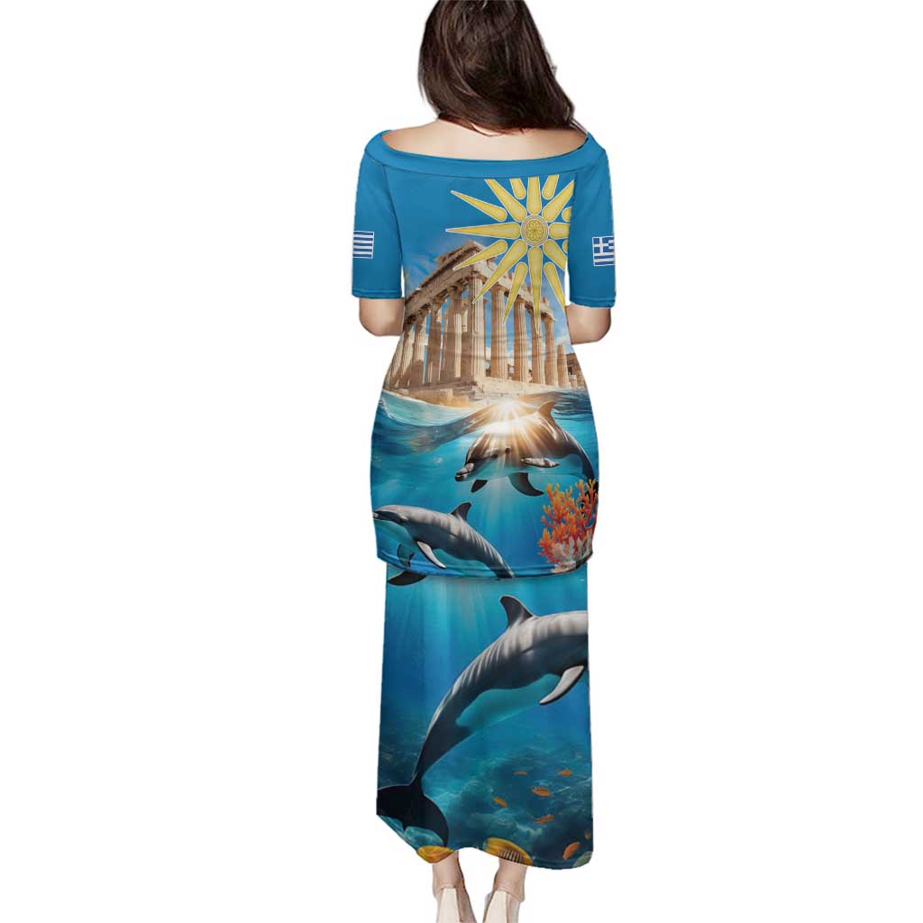 Greece Independence Day 25th March Family Matching Puletasi and Hawaiian Shirt Scenery in Greece