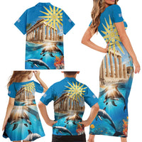 Greece Independence Day 25th March Family Matching Short Sleeve Bodycon Dress and Hawaiian Shirt Scenery in Greece