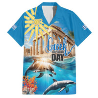 Greece Independence Day 25th March Family Matching Short Sleeve Bodycon Dress and Hawaiian Shirt Scenery in Greece