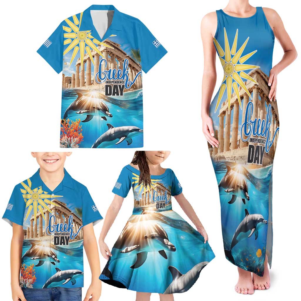 Greece Independence Day 25th March Family Matching Tank Maxi Dress and Hawaiian Shirt Scenery in Greece