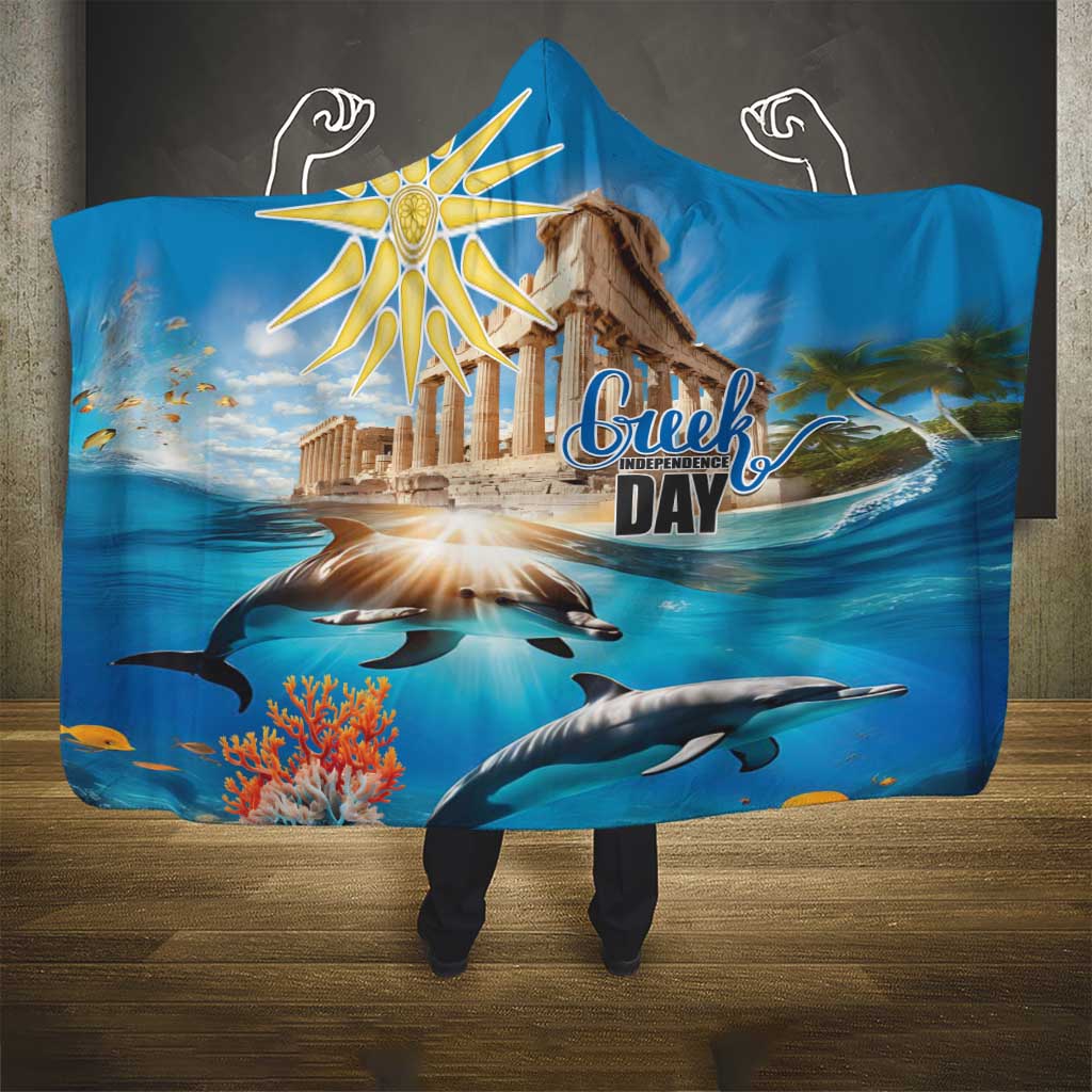 Greece Independence Day 25th March Hooded Blanket Scenery in Greece