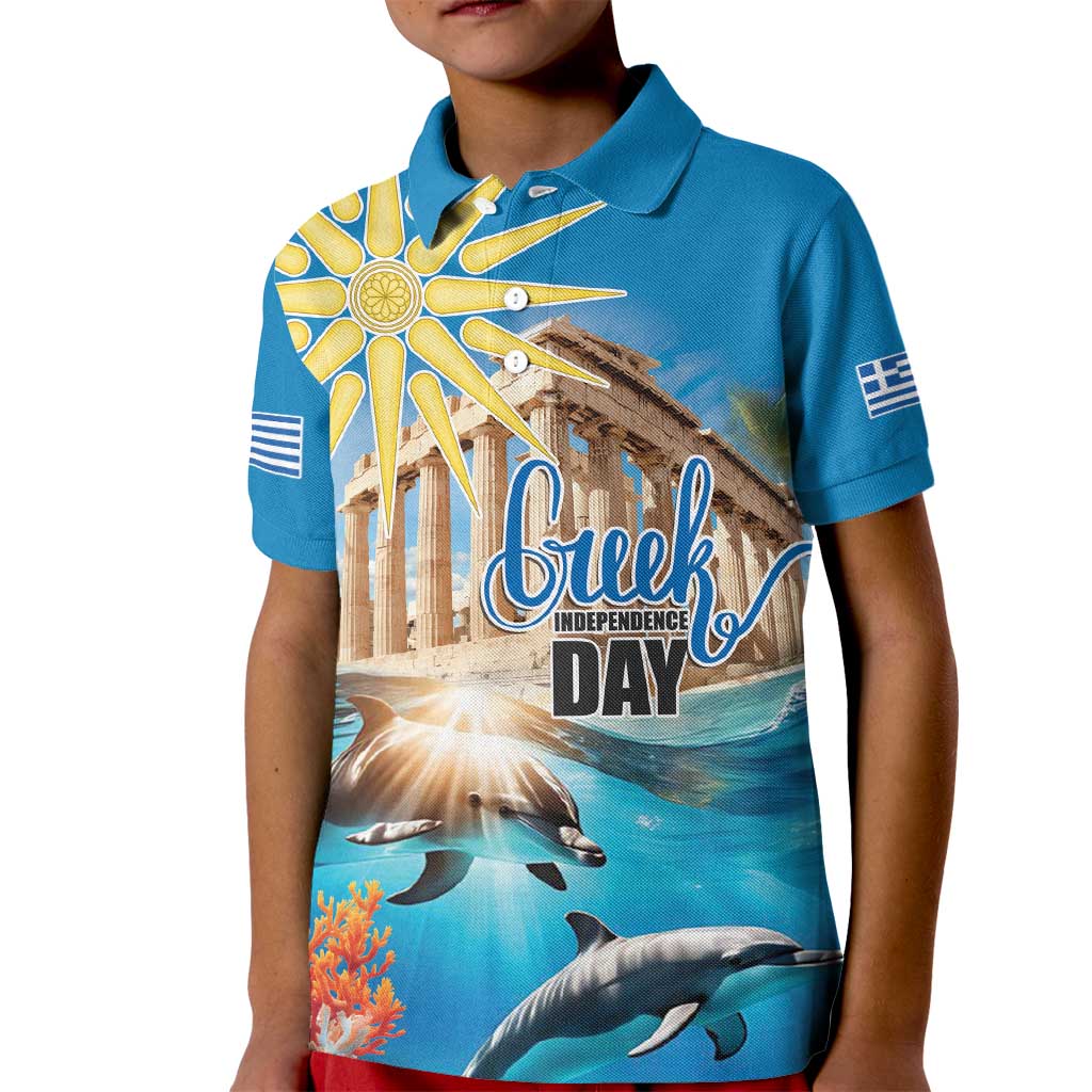 Greece Independence Day 25th March Kid Polo Shirt Scenery in Greece