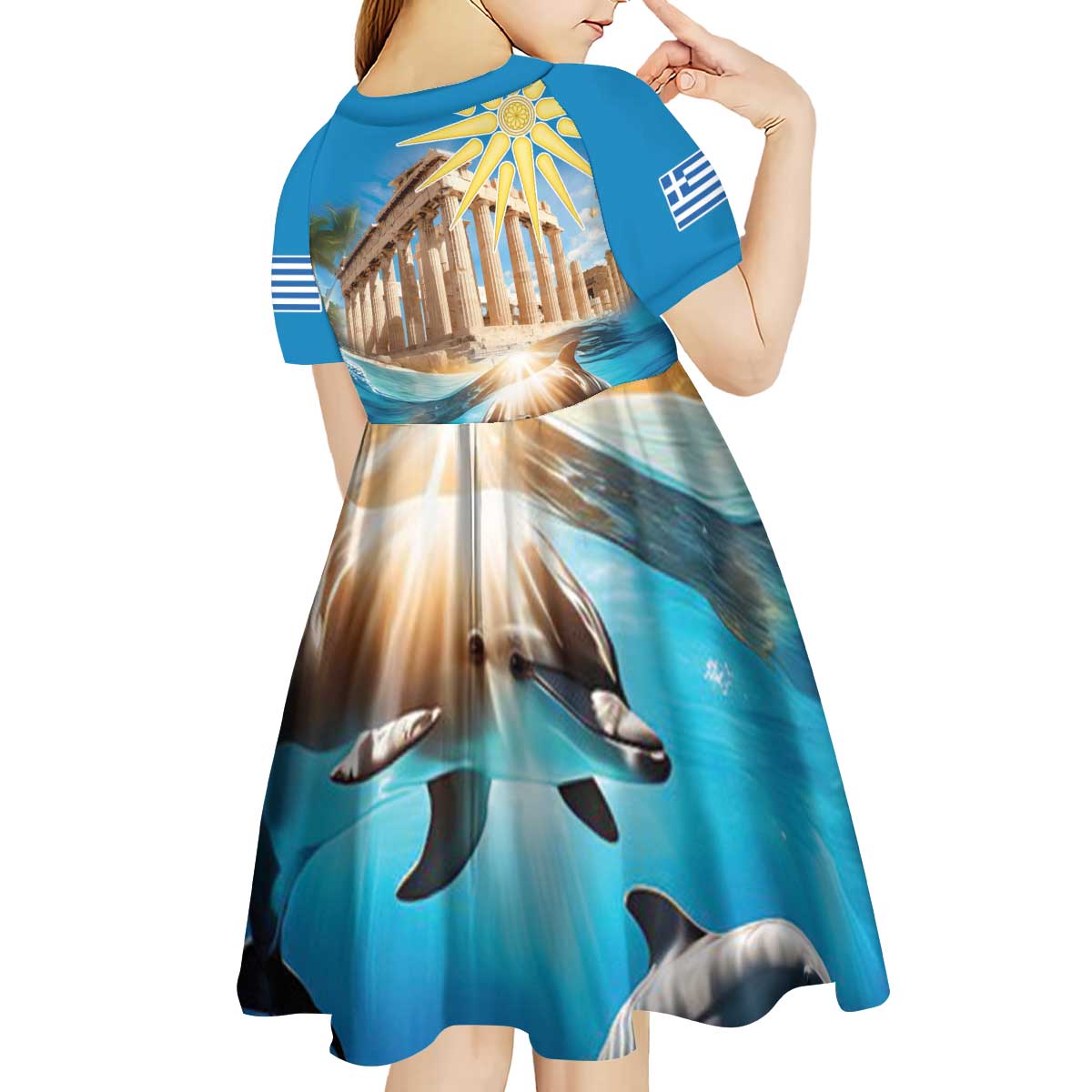 Greece Independence Day 25th March Kid Short Sleeve Dress Scenery in Greece