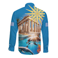 Greece Independence Day 25th March Long Sleeve Button Shirt Scenery in Greece