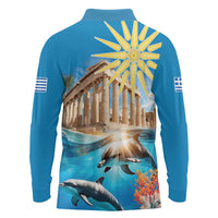 Greece Independence Day 25th March Long Sleeve Polo Shirt Scenery in Greece