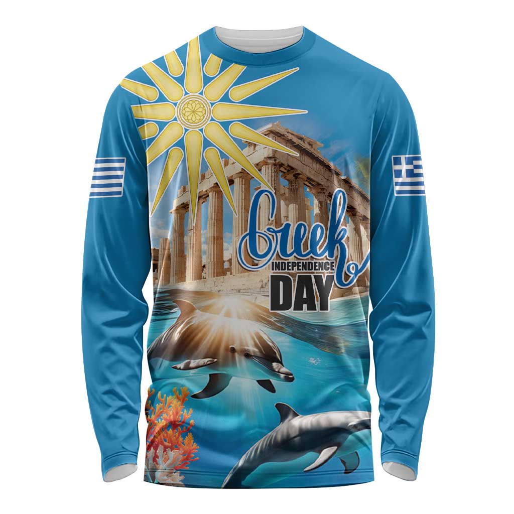 Greece Independence Day 25th March Long Sleeve Shirt Scenery in Greece