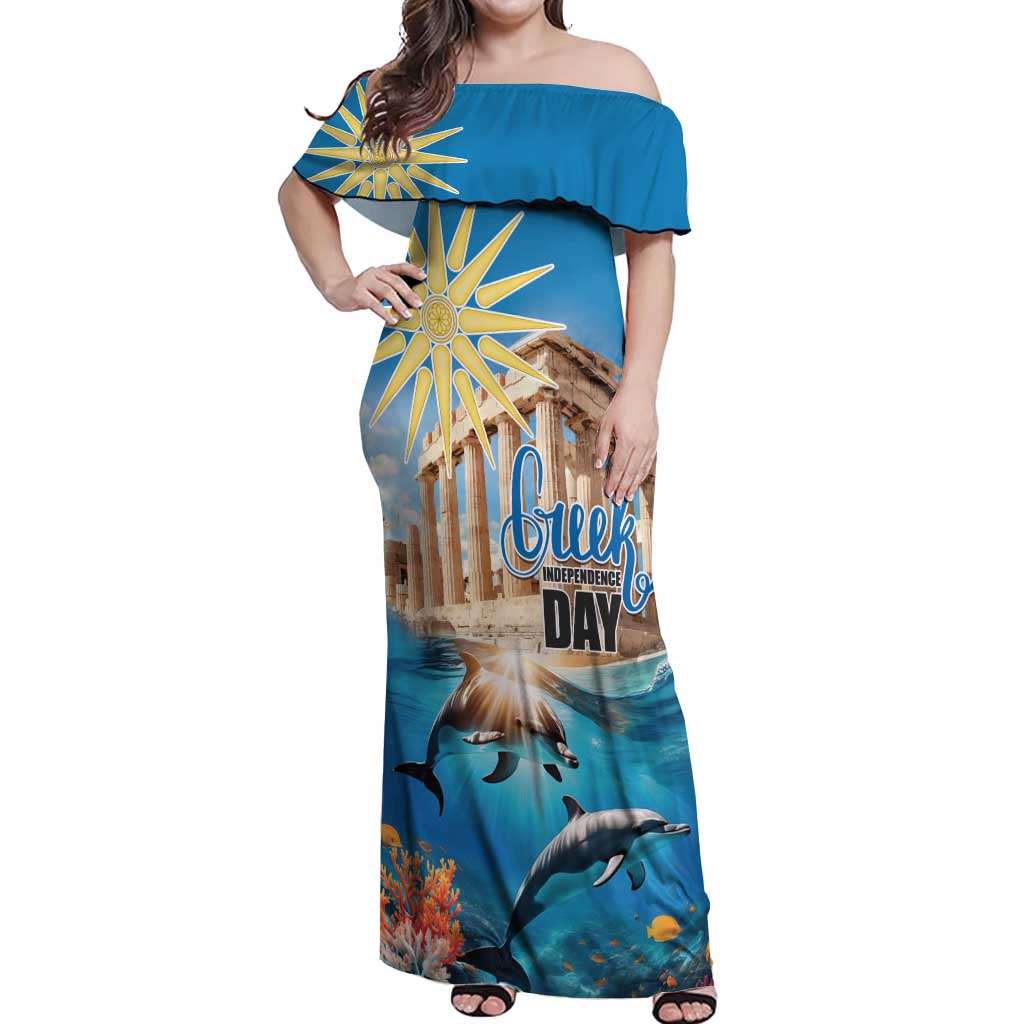 Greece Independence Day 25th March Off Shoulder Maxi Dress Scenery in Greece