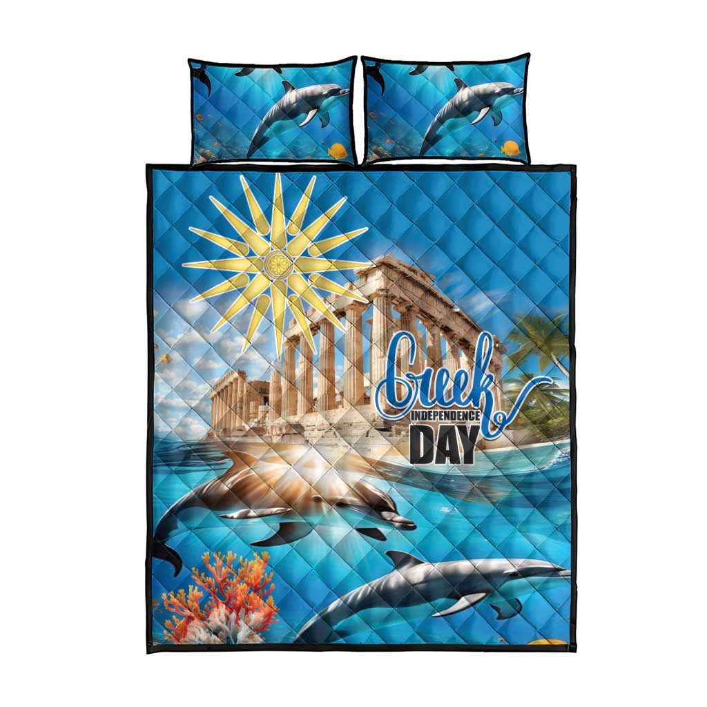Greece Independence Day 25th March Quilt Bed Set Scenery in Greece