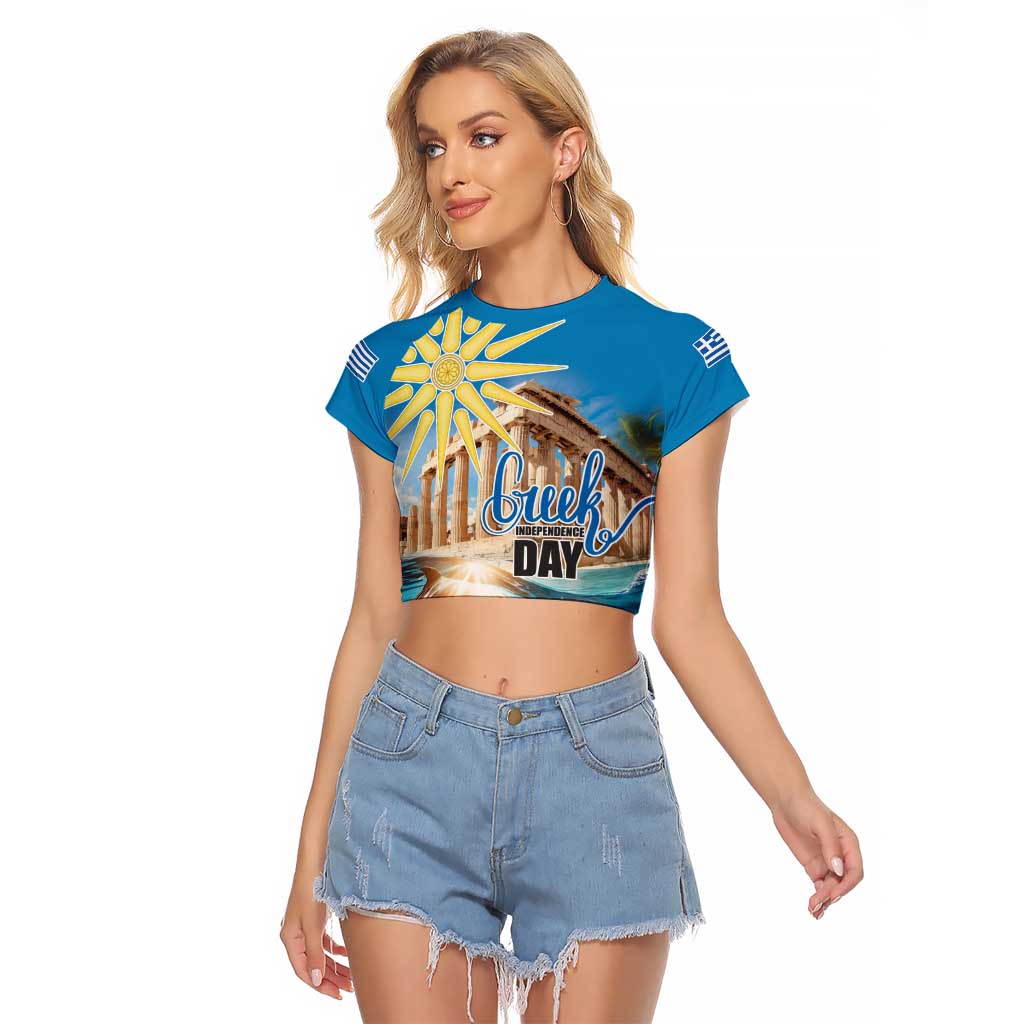 Greece Independence Day 25th March Raglan Cropped T Shirt Scenery in Greece