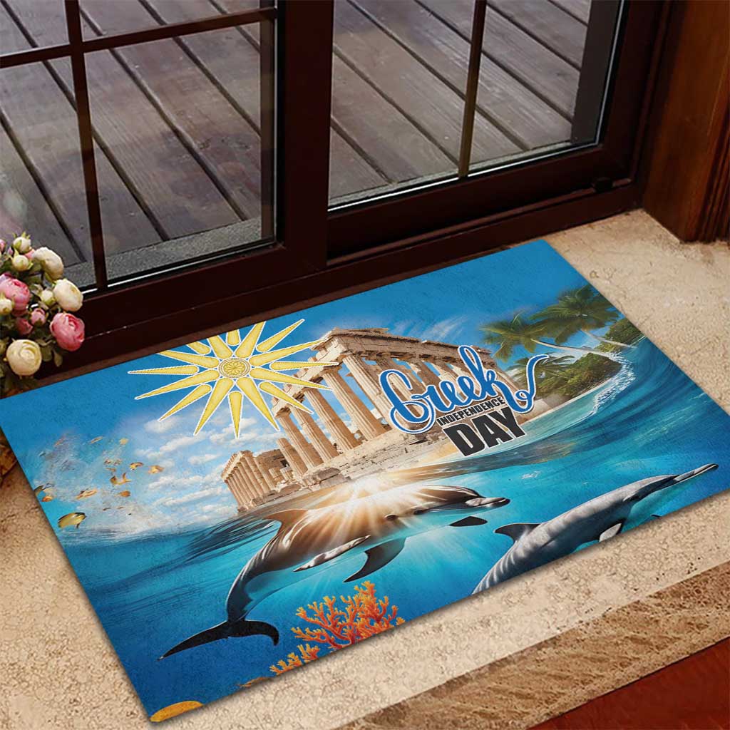 Greece Independence Day 25th March Rubber Doormat Scenery in Greece