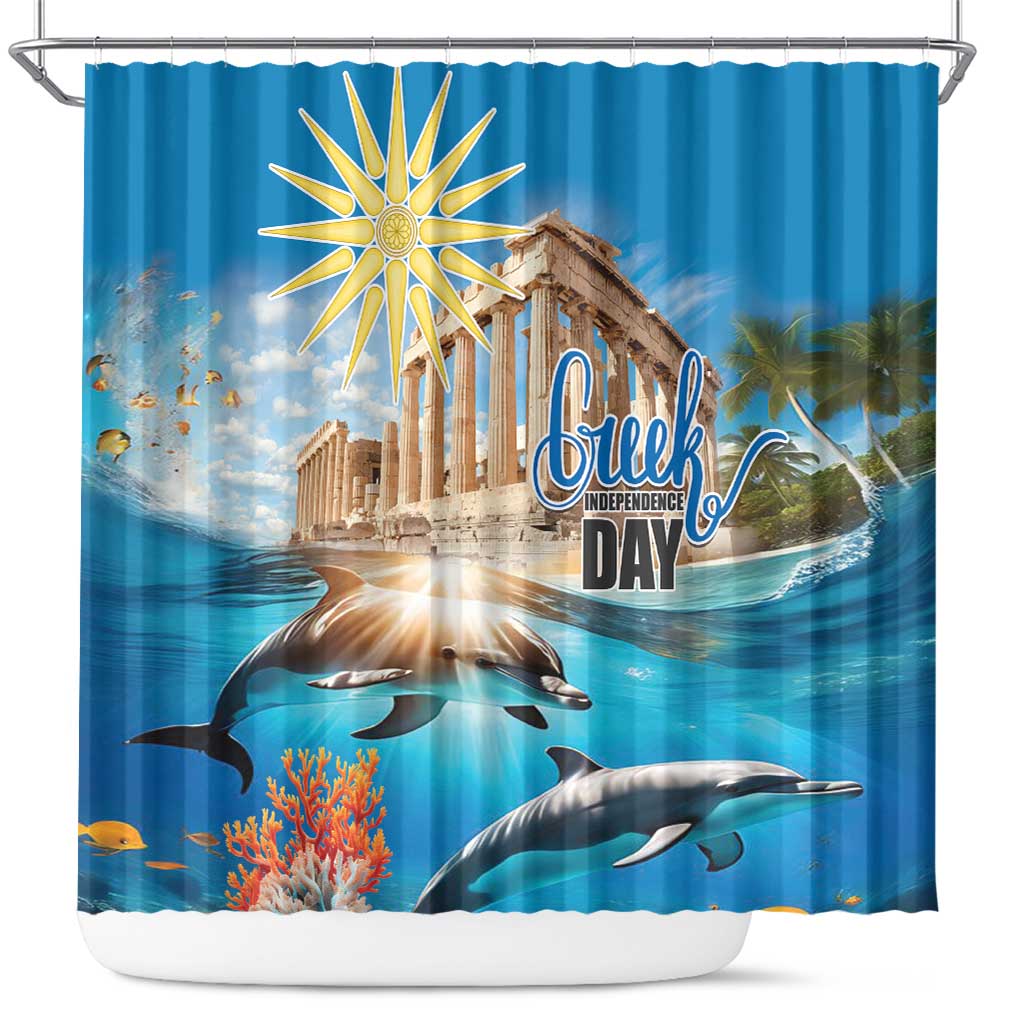 Greece Independence Day 25th March Shower Curtain Scenery in Greece