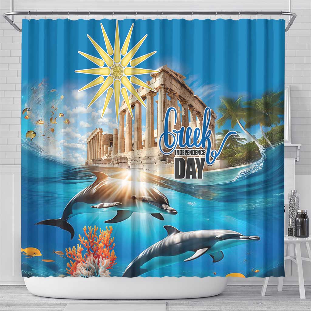 Greece Independence Day 25th March Shower Curtain Scenery in Greece