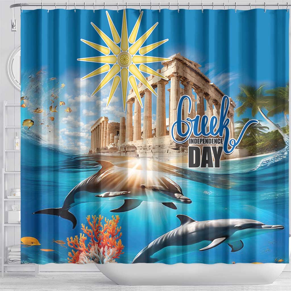 Greece Independence Day 25th March Shower Curtain Scenery in Greece