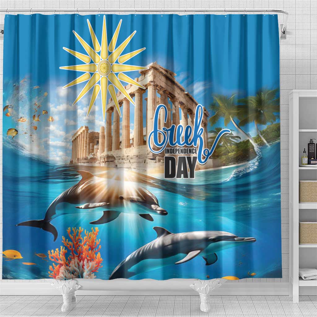 Greece Independence Day 25th March Shower Curtain Scenery in Greece