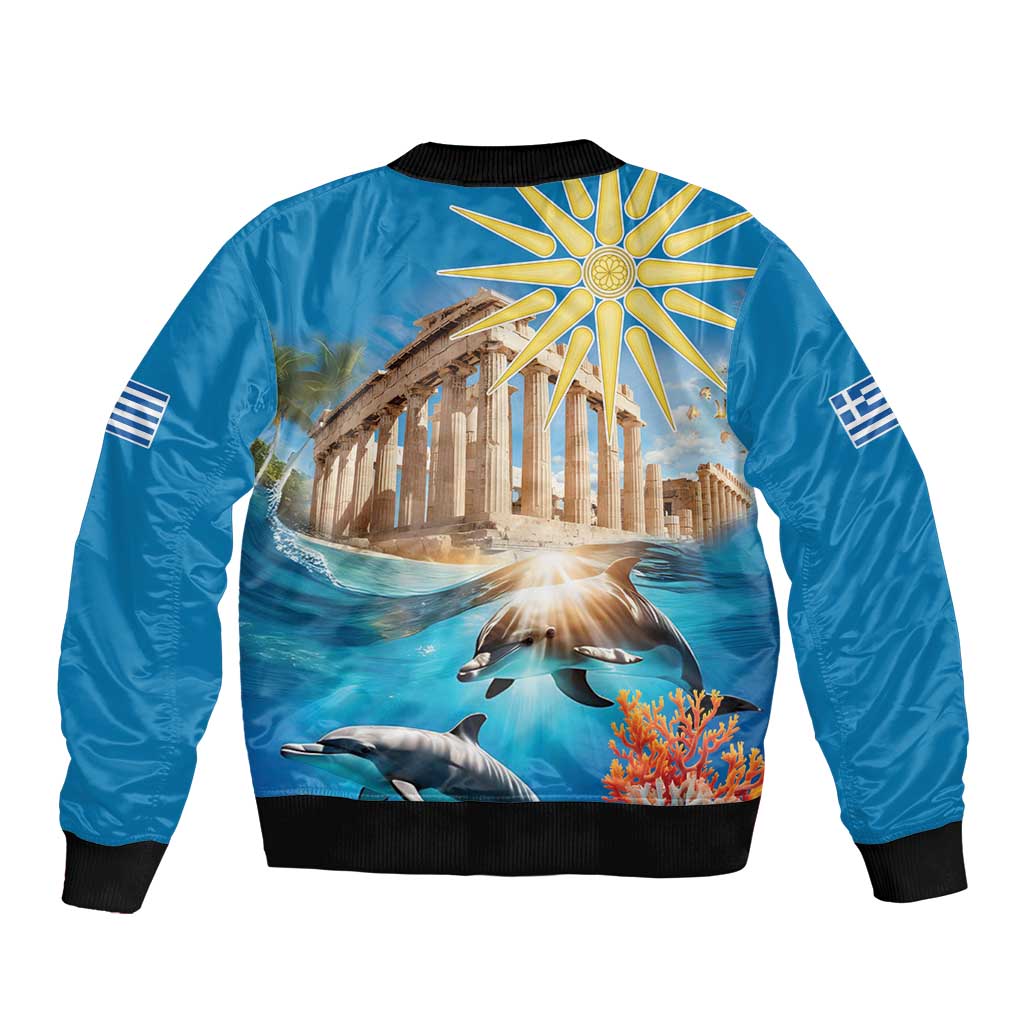 Greece Independence Day 25th March Sleeve Zip Bomber Jacket Scenery in Greece