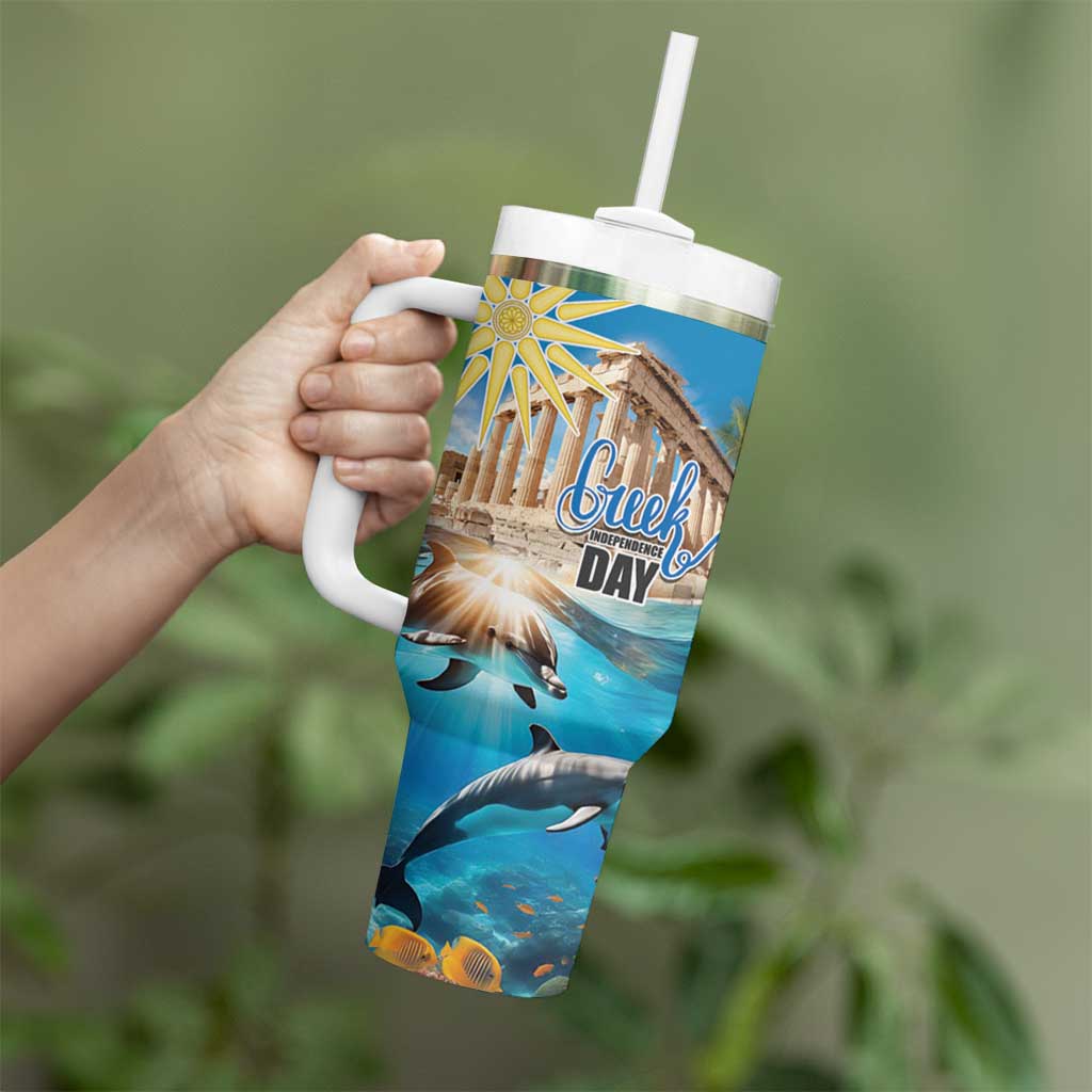 Greece Independence Day 25th March Tumbler With Handle Scenery in Greece