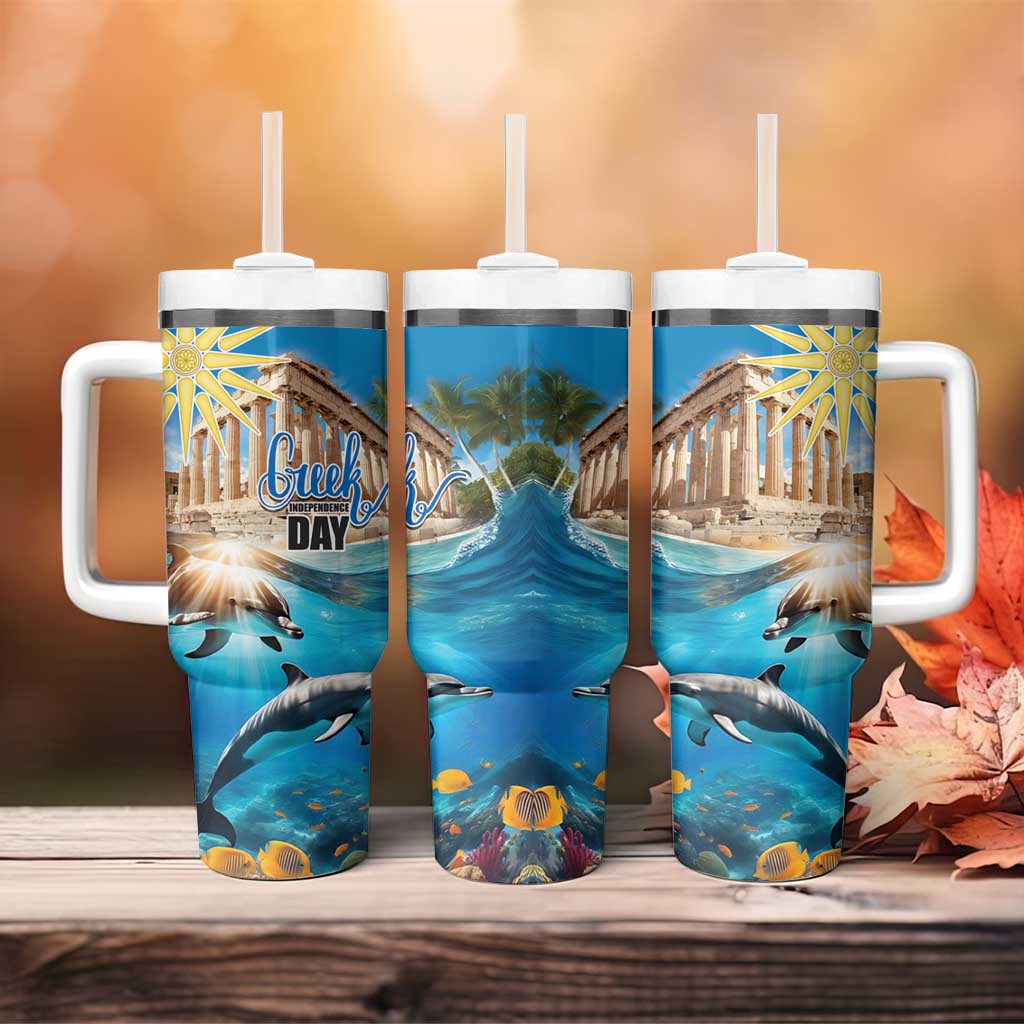 Greece Independence Day 25th March Tumbler With Handle Scenery in Greece